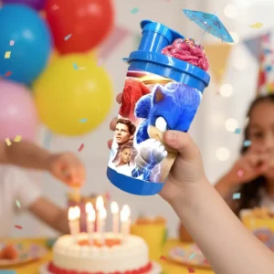 Vaso Pitillo Sorpresa Sonic X 12 Termo Fiesta Infantil