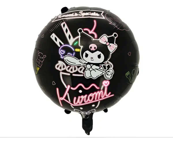Globos Metalizados Kuromi Negro 65cm Pack 5 Unidades Fiestas Premium