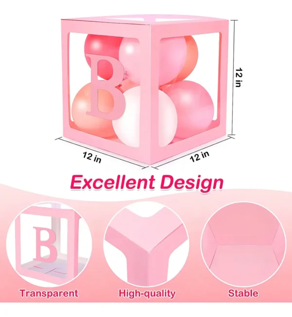 D_NQ_NP_2X_963472-MLA92449914762_092025-F Set 4 Cubos Cajas Para Globos Baby Shower Decoración-blanco Color Rosa Claro