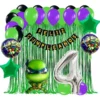 Kit Globos Tortugas Ninjas Cumpleaños Cortina Verde Niño
