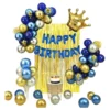 Kit Globos Fiesta Cortina Cumpleaños Azul Dorado Plateado