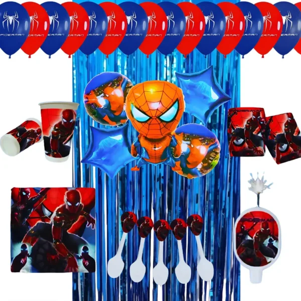 Decoración Completa Globos Spiderman Para Cumpleaños
