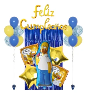 D_NQ_NP_2X_987820-MCO92792001944_092025-F Set De Globos Decoración Temática Homero Simpson 19pzas