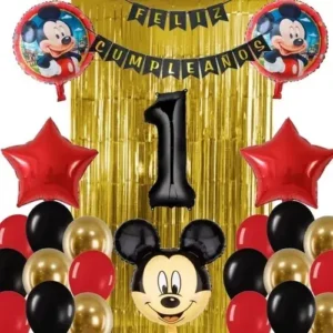 D_NQ_NP_2X_988525-MCO83048644616_032025-F Kit Decoración Cumpleaños Mickey Mouse Cortina Rojo Dorado