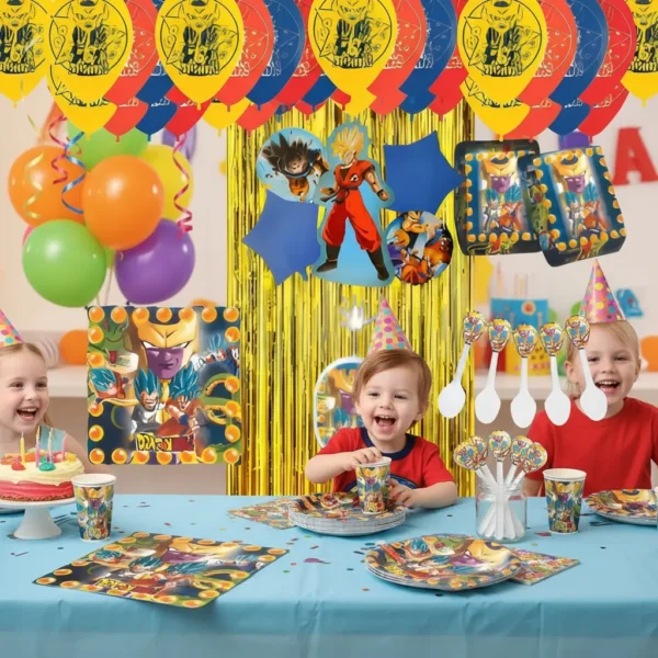 Kit Globos Fiesta Goku Dragon Ball Z Cortina Mantel