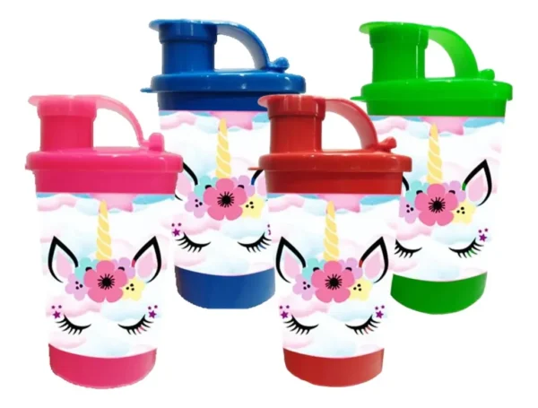 Vaso Pitillo Sorpresa Unicornio Pestañas X12 Termo Infantil