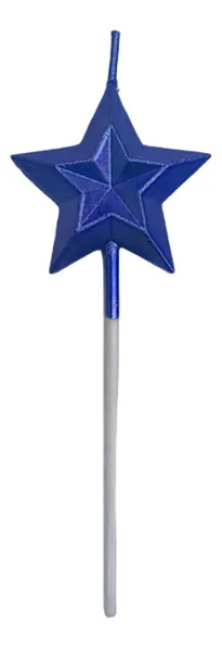 Velas Metalizadas Estrella Azul Cumpleaños Premium X1uni