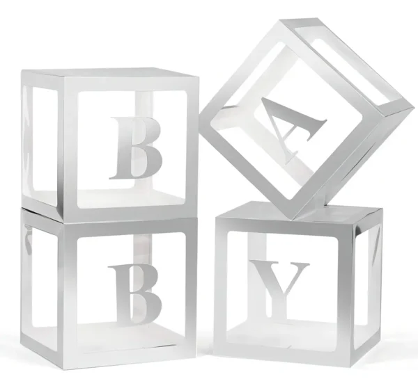 Caja baby blanco decoración baby shower revelación de sexo