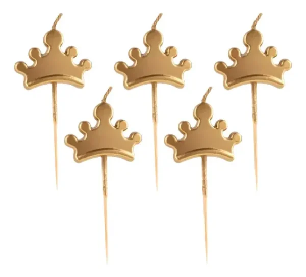D_NQ_NP_2X_601368-MCO106554525088_022026-F Velas Metalizadas Cumpleaños Premium Coronas Dorado X5uni