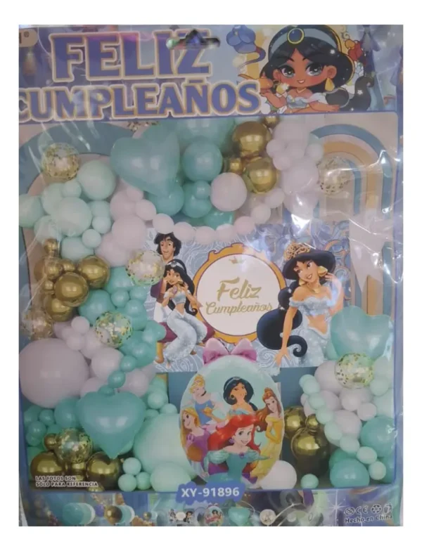 Kit Arco Globos Princesa Jasmine+fondo Tendencia Aladdin