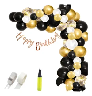 Decoración De Globos Para Cumpleaños Tonos Dorados