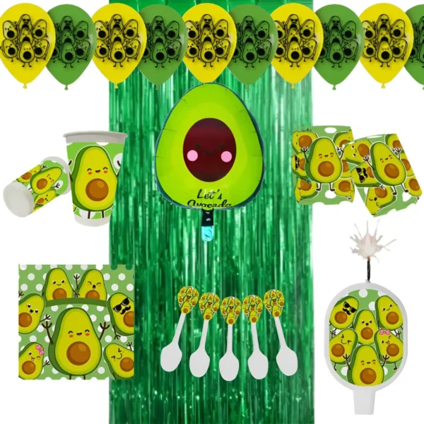 Decoración Completa Globos Aguacate Para Cumpleaños x12