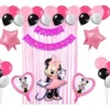 Kit Decoración Minnie Rosa Globos Metálicos + Numero