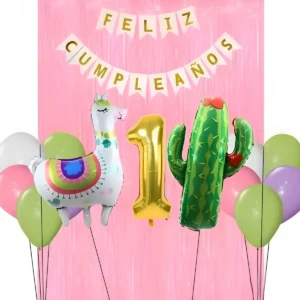 D_NQ_NP_2X_626447-MCO92772242952_092025-F Kit Cumpleaños Globos Temática Cactus Llama
