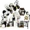 Kit Fiesta Decoración Globos Balón Negro Mundial Plateado