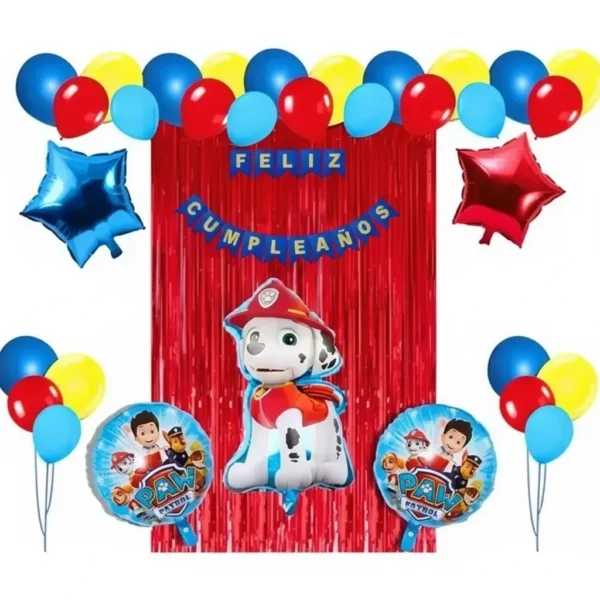 Kit Decoración Marshall Paw Patrol Globos Metálicos + Numero