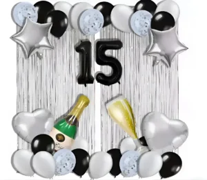 D_NQ_NP_2X_640335-MCO97667028979_112025-F Decoración Globos Para Fiesta Cumpleaños Quinceaños Plateado