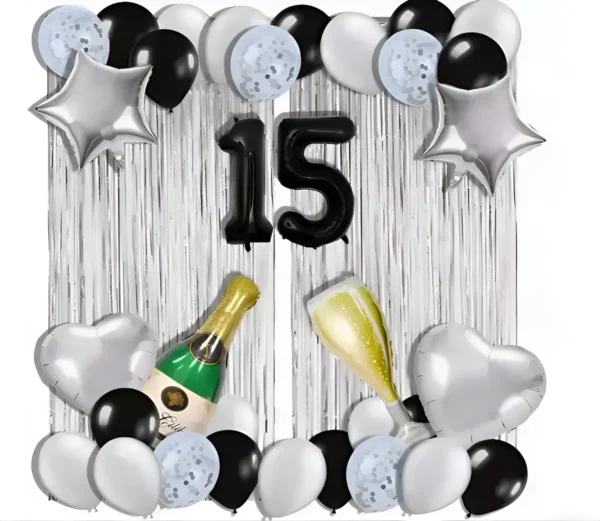Decoración Globos Para Fiesta Cumpleaños Quinceaños Plateado