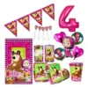 Kit Decoración Masha Y El Oso X12 + Bouquet + Numero