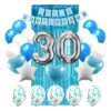 Kit Decoración Feliz Cumpleaños Bombas Azul Claro+cortina+numero