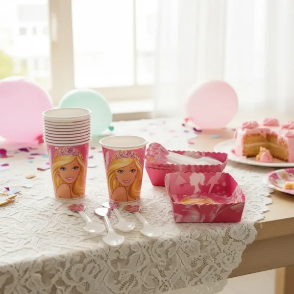 Kit Decoración Barbie X24 Vasos + Plato + Cuchara