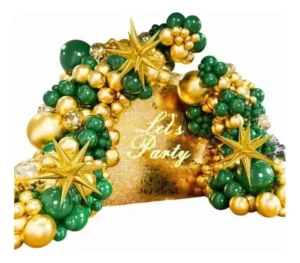 D_NQ_NP_2X_650876-MCO111351316109_052026-F Decoración Globos Verdes Y Dorado Estrellas 3d Para Fiestas