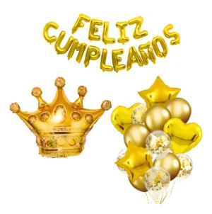 Kit Decoración De Cumpleaños Para Hombre Globos Dorados