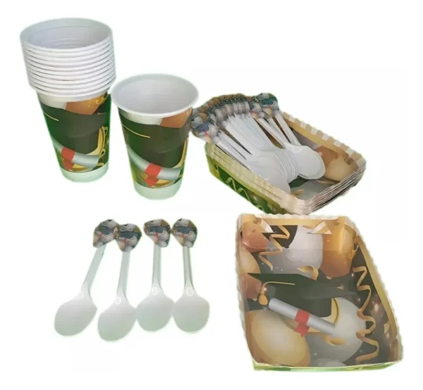 Kit Decoración Grado Graduación X36 Vasos + Platos + Cuchara