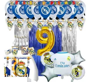 Kit Decoración Real Madrid X12 + Bouquet + Cortinas + Globos