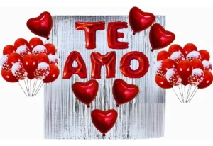 Kit Decoración Globos Te Amo Aniversario Amor