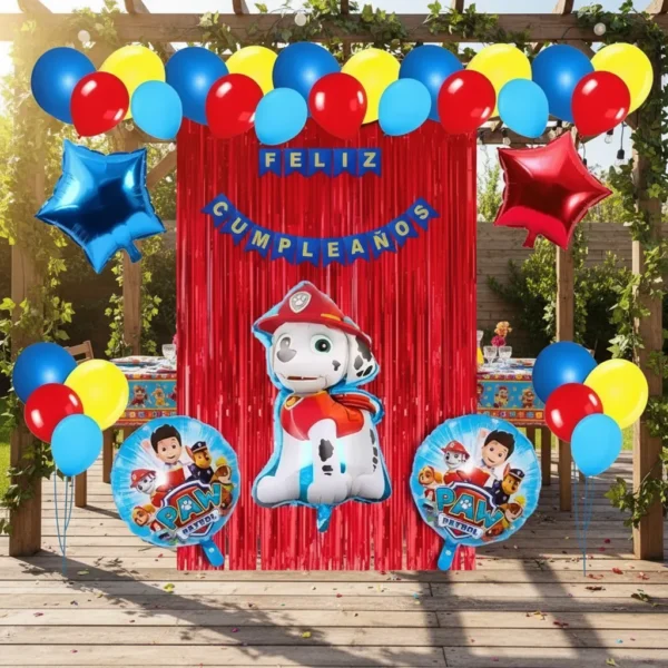 Kit Decoración Marshall Paw Patrol Globos Metálicos + Numero