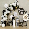 Kit Fiesta Decoración Globos Balón Negro Mundial Plateado