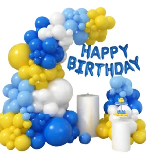 Kit Globos Azul Amarillo Cumpleaños Fiesta Decoración
