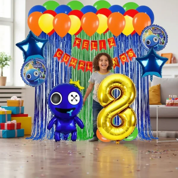 Kit Decoración Globos Rainbow Friends Para Cumpleaños