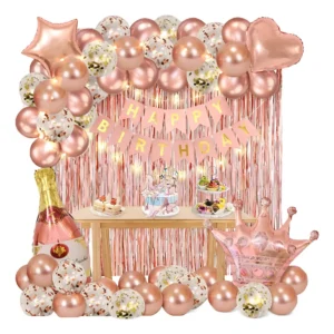 Decoración De Cumpleaños Para Mujer O Niña Oro Rosa