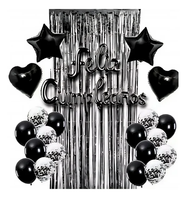 Decoración Globos Negros Para Cumpleaños