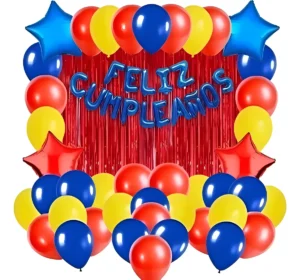 Kit Decoración Globos Rojo Azul Amarillo Fiesta Cumpleaños