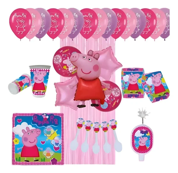 Decoración Completa Globos De Peppa Pig Para Cumpleaños x12inv