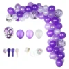 Arco Globos Morado Blanco + Cortina Cumpleaños Grado Boda