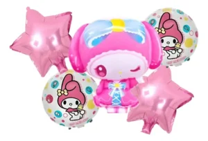 D_NQ_NP_2X_708060-MLA110143284736_042026-F Bouquet 5 Globos Color Rosado My Melody 45cm y 65 cm