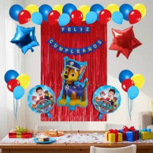 Kit Decoración Chase Paw Patrol Globos Metálicos + Numero