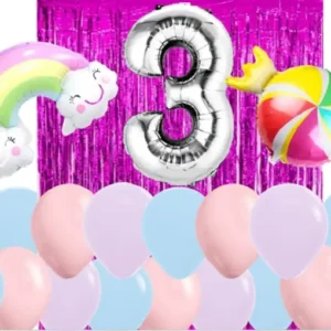 Decoración De Cumpleaños Arcoíris Para Niña