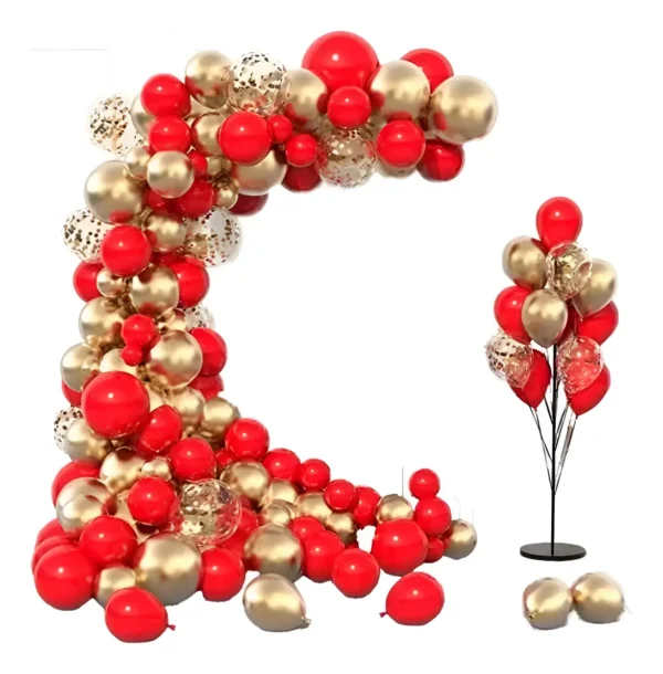 Decoración Arco Globos Dorado Rojo Para Fiestas Cumpleaños