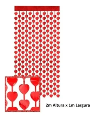 Cortina metálica en forma de corazón con paneles metálicos con flecos, 1 x 2 m