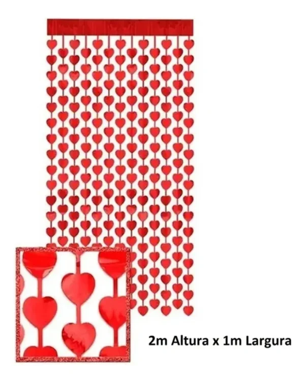 Cortina metálica en forma de corazón con paneles metálicos con flecos, 1 x 2 m