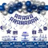 Kit Arco Fiesta Cumpleaños Decoración Feston Plateado Azul
