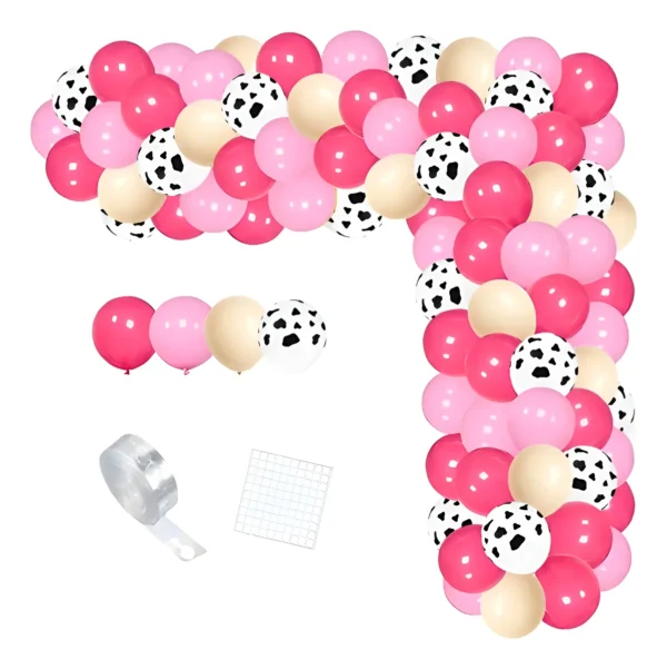 Kit Fiesta Decoración Manchas Vaca Decoración Fucsia Rosado