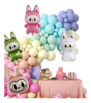 D_NQ_NP_2X_733824-MCO88791372362_082025-F Kit De Decoración Cumpleaños Globos Temática Labubu 107 Pzas