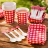 Kit Decoración Picnic Rojo X12 Vasos + Platos + Cucharas