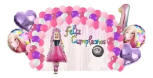 D_NQ_NP_2X_739583-MCO88642159253_072025-F Decoración Globos De Cumpleaños Temática Barbie